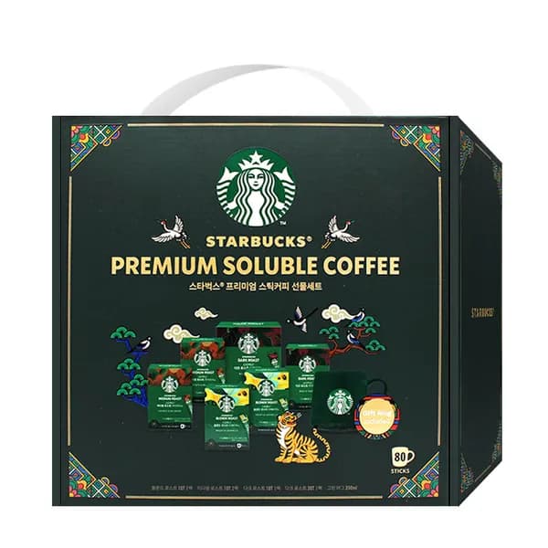스타벅스 선물세트 1호 스틱커피 80T + 그린머그 350ml 5개