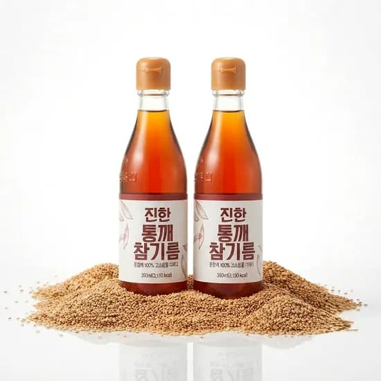 저온압착 더진한 통깨 참기름 350ml 2개