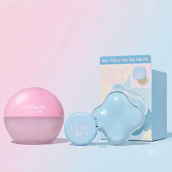 에뛰드 클라우드 필터 쿠션 본품+미니쿠션 기획 세트, 21호 아이보리, 1개 + 벌룬 인 치크 블러셔, 점핑쿨, 1개