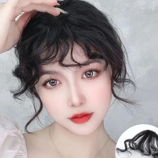 앞머리 파마 가발 다크브라운 1개