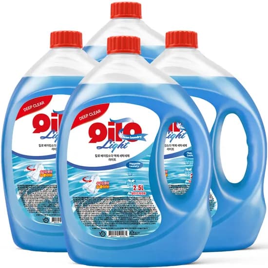 킬로 베이킹소다 액체 세탁세제 라이트, 허거블런드리향, 2.5L, 4개