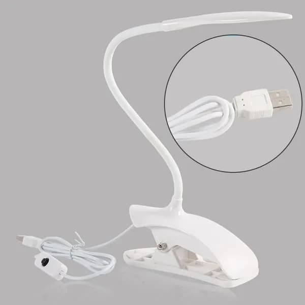 USB LED 클램프 스탠드 화이트 집게형 자바라 1개