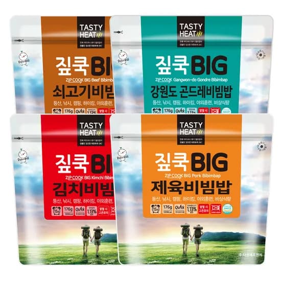 집쿡 비화식 발열전투식량 발열도시락 비빔밥 4개 세트 김치비빔밥 외 3종 176g 4개