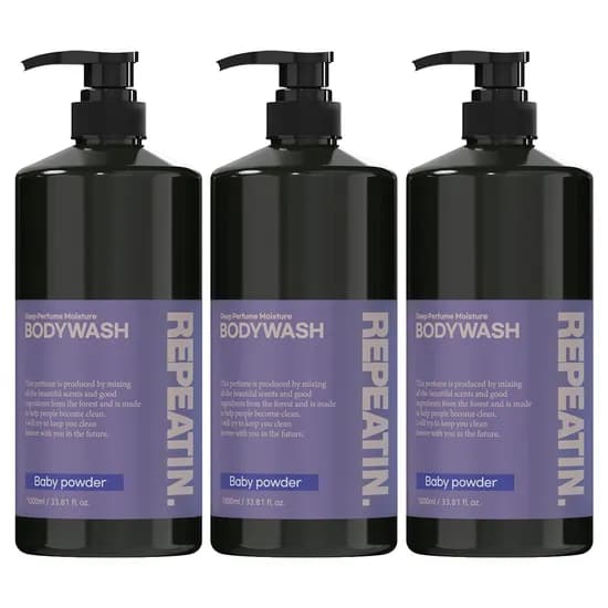 리피트인 대용량 약산성 바디워시 베이비파우더향 1000ml 3개