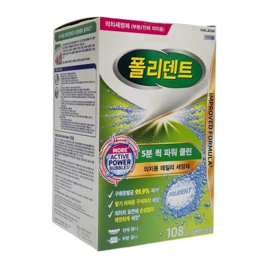 폴리덴트 5분 퀵 파워 클린 의치세정제 상쾌한 레몬향 108정 1개