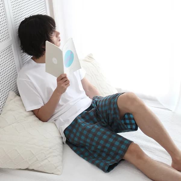 남성 체크 잠옷바지 J40 그린 5부 XL 1개