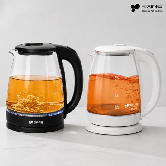키친아트 무선 전기 티포트 유리 포트 KK-E17FG 1.8L 검정 1개