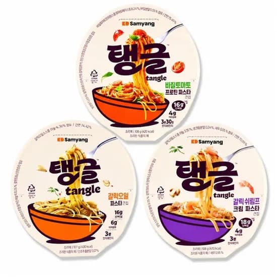 삼양식품 탱글 큰컵 프로틴파스타 바질토마토맛 갈릭오일맛 갈릭쉬림프맛 9개