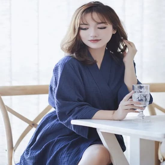 와플 샤워 목욕가운 네이비 XL 1개