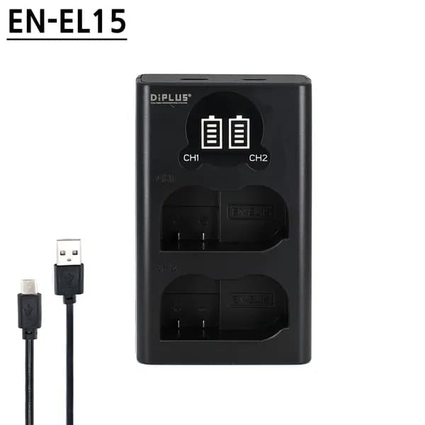 DiPLUS LCD 듀얼 USB 충전기 EN-EL15 니콘 D750 D850 D800 호환용 1개