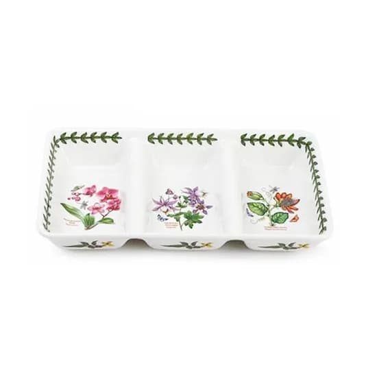 포트메리온 엑소틱 보타닉가든 직사각 3절 나눔접시, 25cm, 화이트, 1개