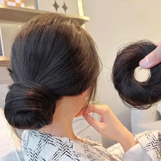 타이달 인모 똥머리 부분 당고 올림머리 가발 다크브라운 1개