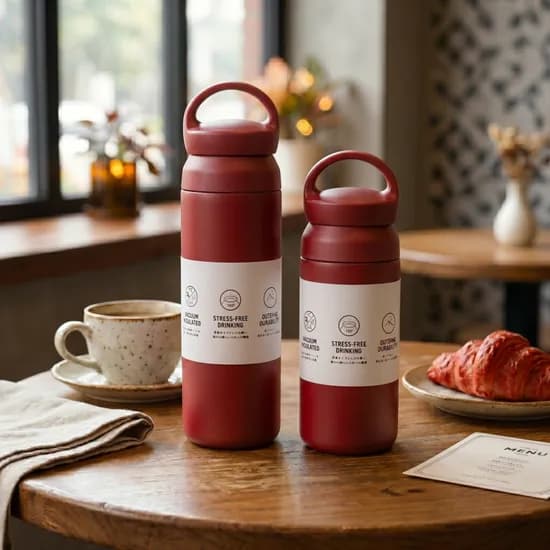 SUSUON 스텐 손잡이 텀블러, 레드와인, 350ml, 1개