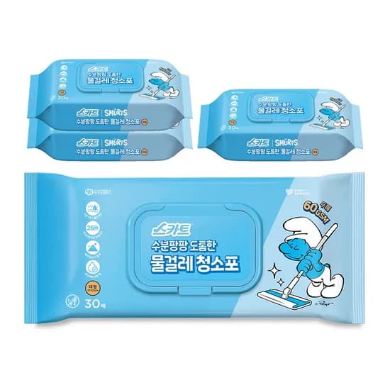 스카트 수분팡팡 도톰한 물걸레 청소포 대형 30입 4팩