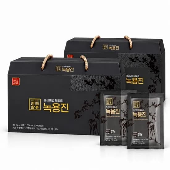 한국삼 프리미엄 데일리 녹용진 50ml 30포 2개