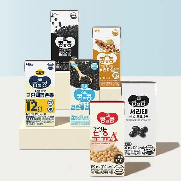 콩앤콩 두유 버라이어티팩 6종 각 4팩 190ml 24개