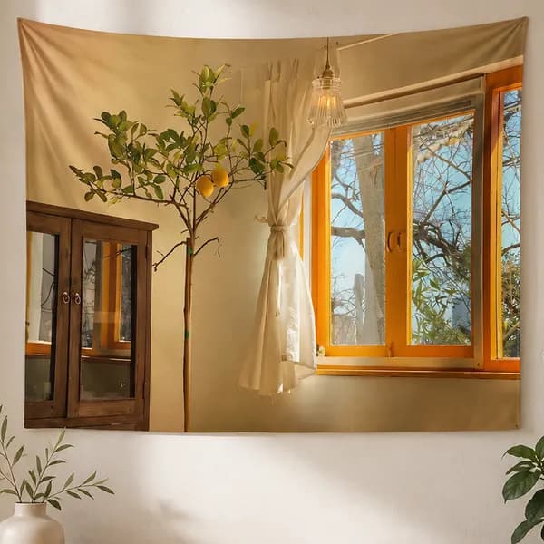 오토리공방 가로형 대형 패브릭 포스터 오렌지 창문 150x130cm 1세트 12,800원