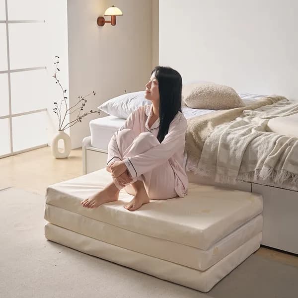 허그슬립 천연라텍스 하이브리드 3단 접이식 매트리스 멀티싱글 100mm 멜란지 그레이 1개
