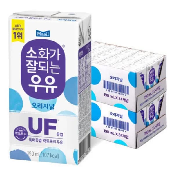 매일유업 소화가 잘되는 우유 오리지널 190ml 48개