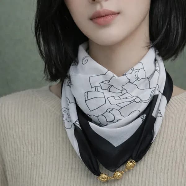 여성 간절기 마그네틱 쁘띠 사각 자석 스카프 41번 3개