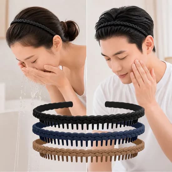남녀공용 촘촘 빗살 잔머리 고정 머리띠 3종 블랙 네이비 브라운 1세트