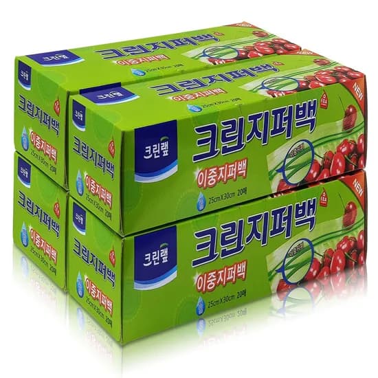크린랩 이중 지퍼백 대 25x30cm 20매 4개