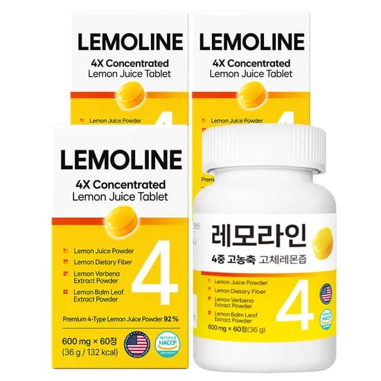 나우그린 레모라인 4중 고농축 고체레몬즙, 600mg, 60정, 3개