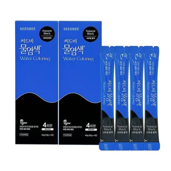 씨드비 물염색 시즌2 새치 커버 염색약 내추럴블랙 4회분 2박스