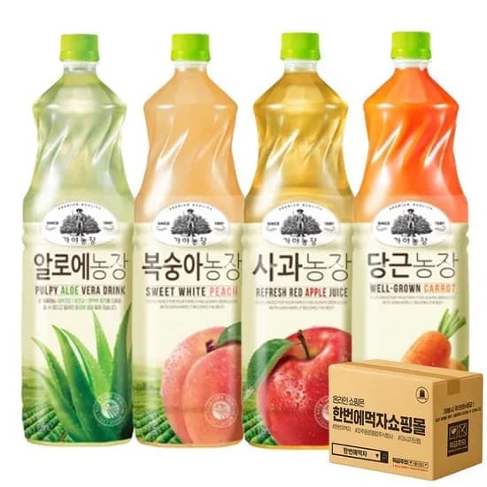 웅진 가야농장 4종 혼합주스 알로에 복숭아 사과 당근 1.5L 1세트