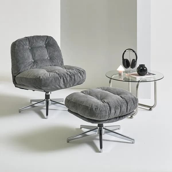 NONOS INTERIOR 멜로아 1인 회전 소파세트 챠콜 소파+스툴 1개