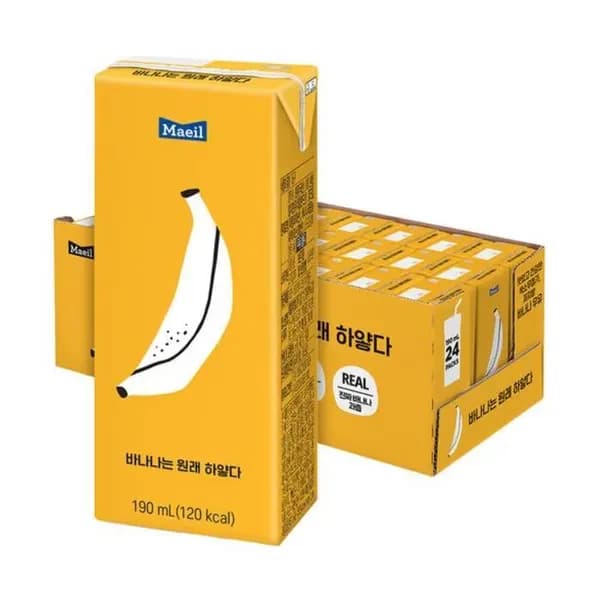 매일유업 바나나는 원래 하얗다 바나나맛 190ml 24팩