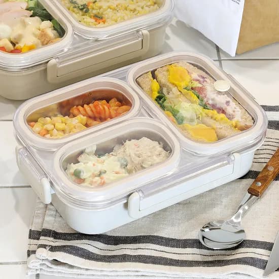 쿠비녹스 304 스텐 3칸 도시락 밀폐용기, 혼합, 1개