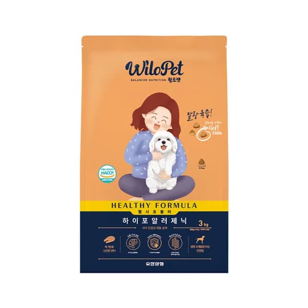 유한양행 윌로펫 강아지 소프트 사료 하이포알러제닉 식욕회복 저알러지 3kg 1개