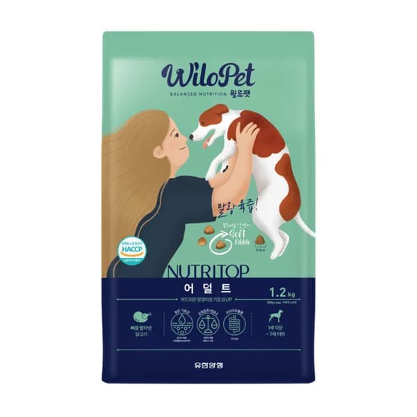 유한양행 윌로펫 말랑육즙 강아지 소프트 사료 어덜트 1.2kg