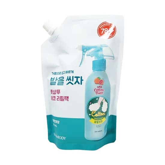 온더바디 코튼풋 발을씻자 풋샴푸 리필 자몽민트향 500ml 1개