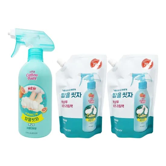온더바디 코튼풋 발을씻자 풋샴푸 자몽민트향 본품 510ml 리필 500ml 2개 1세트