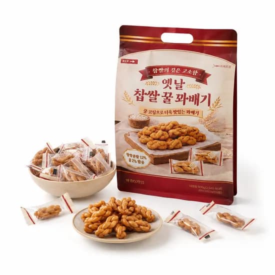 추억의 옛날 찹쌀 꿀 꽈배기 과자 500g 2봉