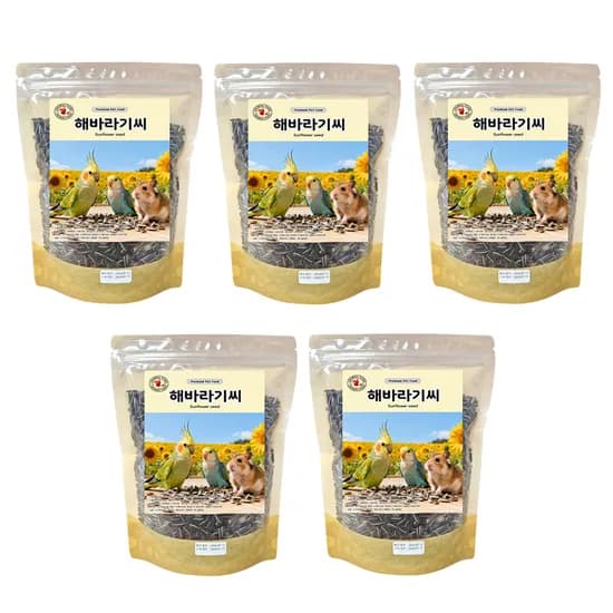 깨끗한 해바라기씨 앵무새 햄스터 사료, 400g, 5개