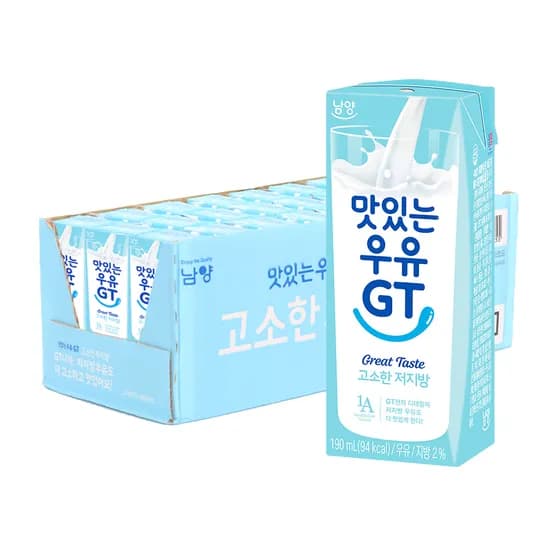 남양유업 맛있는우유GT 고소한 저지방우유, 190ml, 48팩