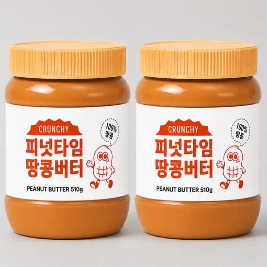 피넛타임 크런치 땅콩버터 무가당 510g 2개