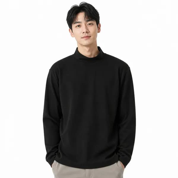 남성 기모 반목 폴라 티셔츠 블랙 2종 XL 1세트