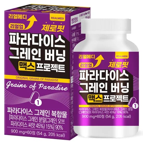 리얼메디 리얼업 제로핏 파라다이스 그레인 버닝 맥스 프로젝트 6 파라돌 60정 1개