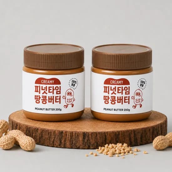 피넛타임 크리미 무가당 땅콩버터 200g 2개