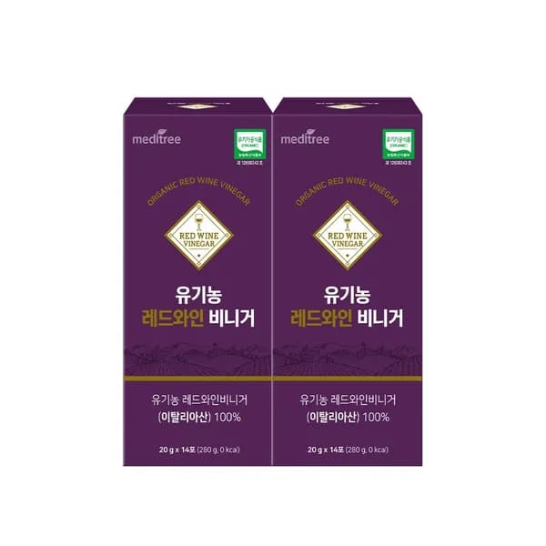 메디트리 유기농 레드 와인 비니거 발효 식초 20g 14포 2박스