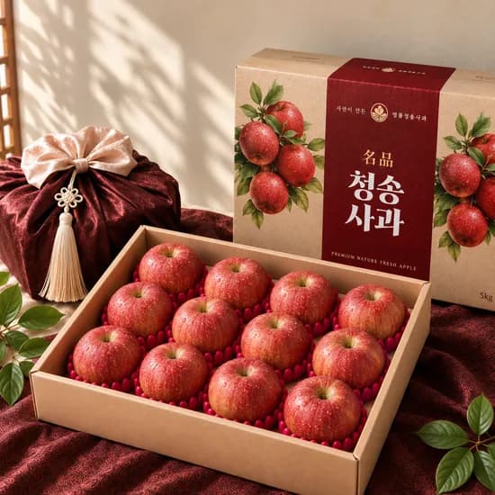 청송 홍로 사과 선물세트 특품 대과 5kg 10-14과 1박스