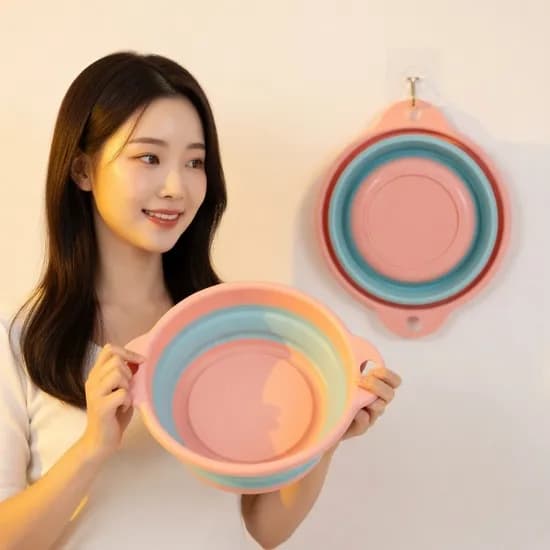 썬코 접이식 걸이형 휴대용 미니 세수대야 1개