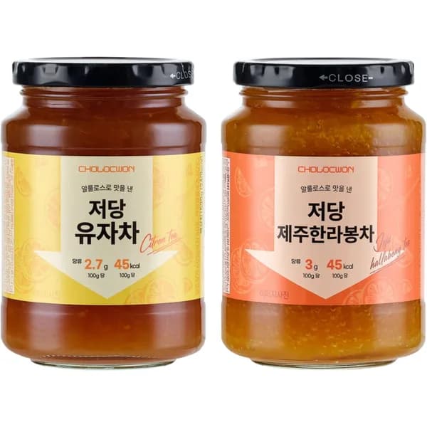 초록원 저당 유자차 530g + 저당 제주 한라봉차 530g 1세트
