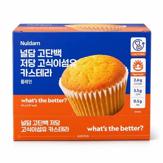 널담 고단백 저당 고식이섬유 카스테라 플레인, 40g, 12개