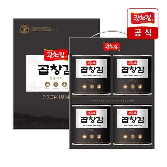 광천김 곱창김 캔김 선물세트, 30g, 4개입, 1세트