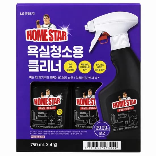 홈스타 욕실용 클리너 락스 750ml 4개